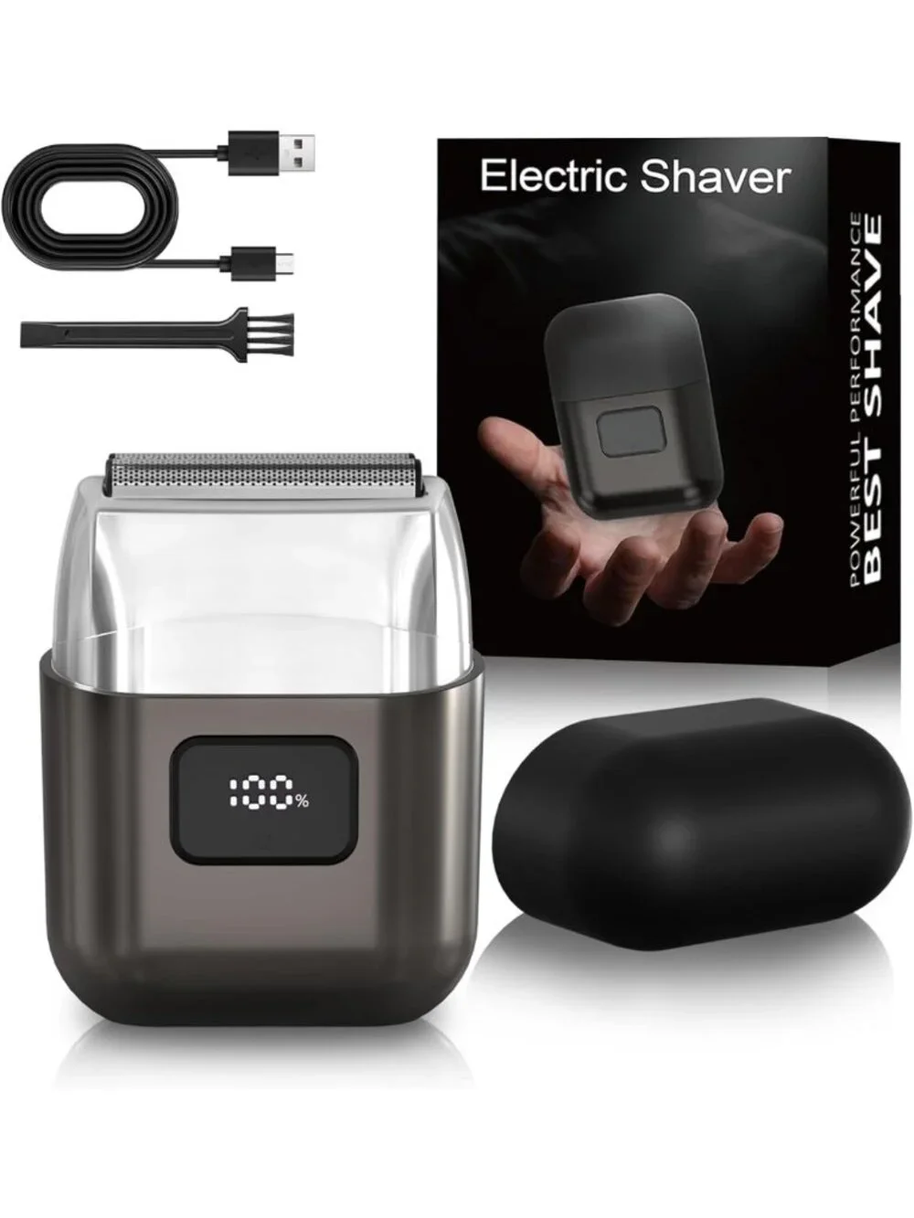 Mini Electric Foil Shaver for Men - 3 Floating Blades, Waterproof, LED Display